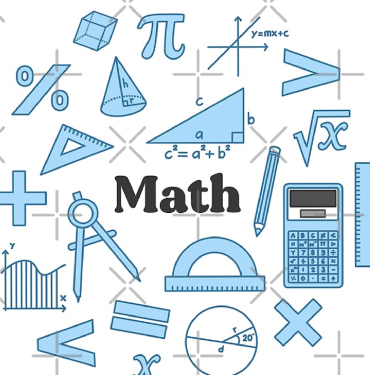 Math-first: collage of math symbols and tools