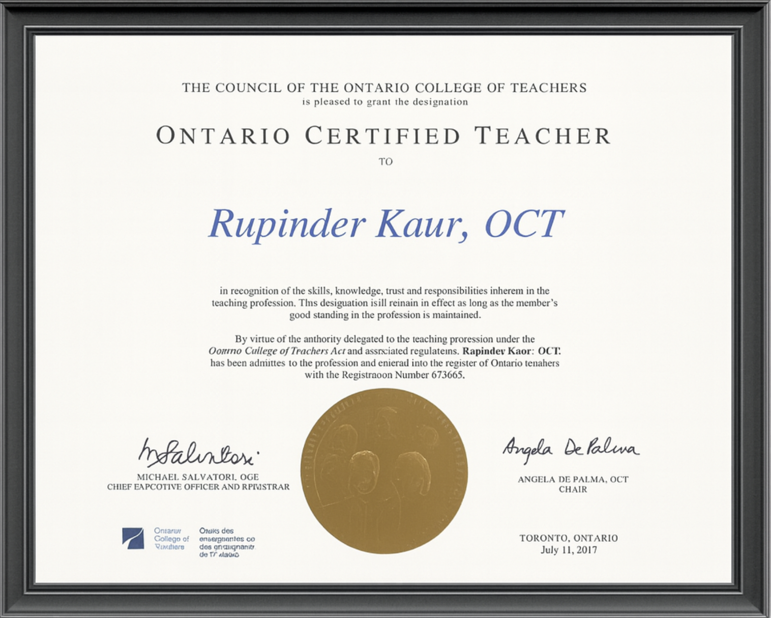 Portrait of an OCT‑certified teacher